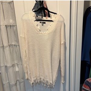 Distressed Cream Sweater Dress